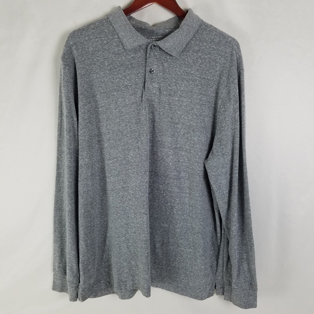 Saddlebred‎ Mens XL Long Sleeve Heather Gray Polo Shirt Cotton Polyester Blend